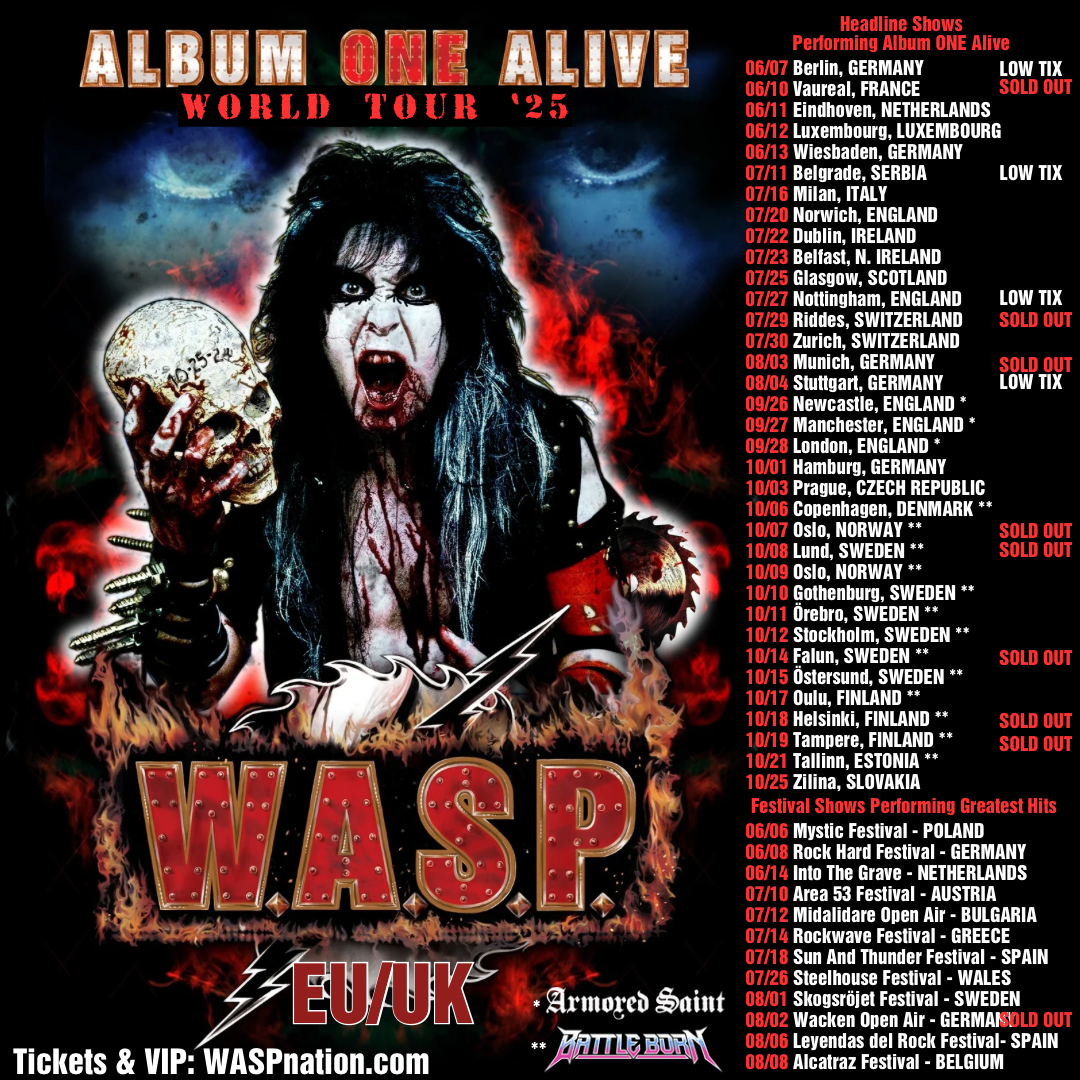 W.A.S.P. Ignite the “Album ONE Alive” 2025 World Tour in Europe & UK